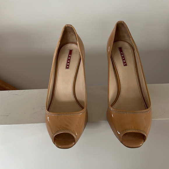 Prada Open Toe Patent Leather Heels - Picture 15 of 15